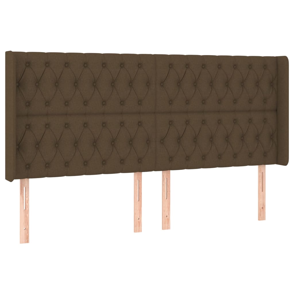 Tête de lit avec oreilles Marron foncé 183x16x118/128 cm Tissu Têtes et pieds de lit vidaXL   