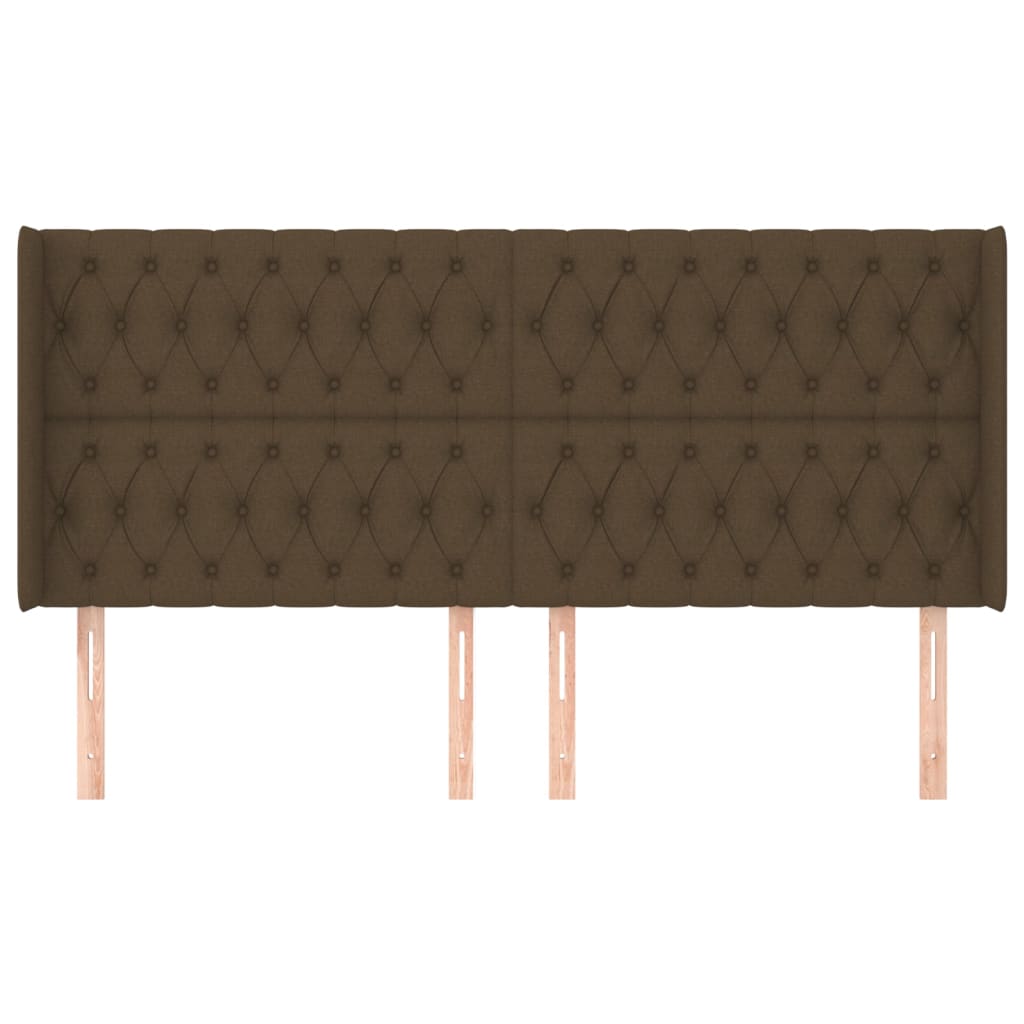 Tête de lit avec oreilles Marron foncé 183x16x118/128 cm Tissu Têtes et pieds de lit vidaXL   