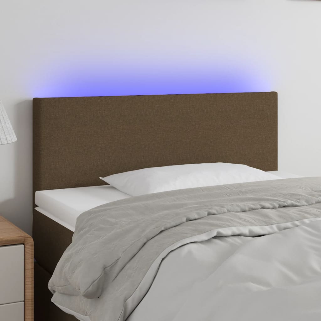 Tête de lit à LED Marron Foncé 100x5x78/88 cm Tissu Têtes et pieds de lit vidaXL   