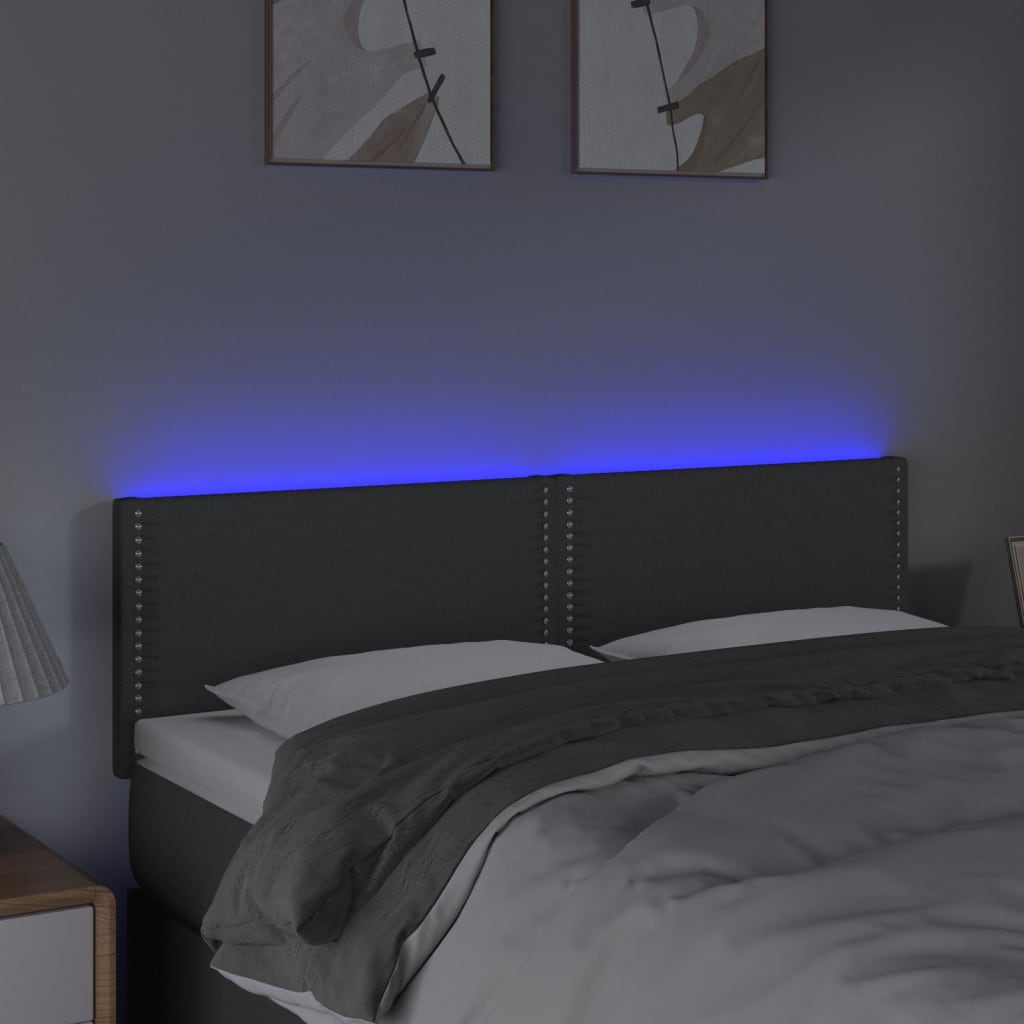 Tête de lit à LED Gris foncé 144x5x78/88 cm Tissu Têtes et pieds de lit vidaXL   