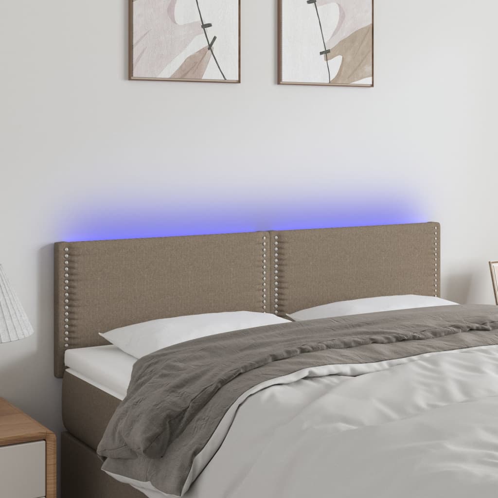 Tête de lit à LED Taupe 144x5x78/88 cm Tissu Têtes et pieds de lit vidaXL   