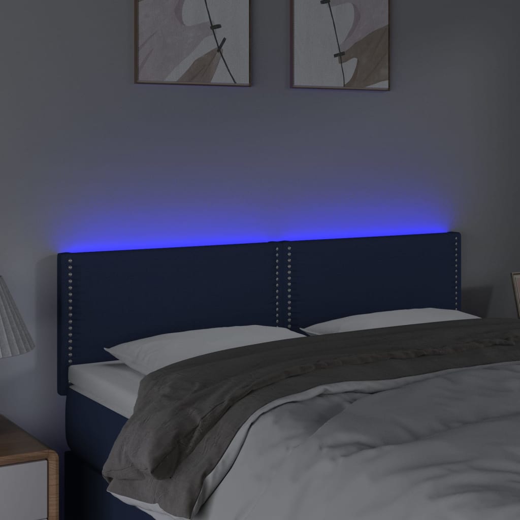 Tête de lit à LED Bleu 144x5x78/88 cm Tissu Têtes et pieds de lit vidaXL   