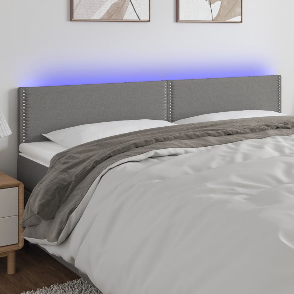 Tête de lit à LED Gris foncé 160x5x78/88 cm Tissu Têtes et pieds de lit vidaXL   