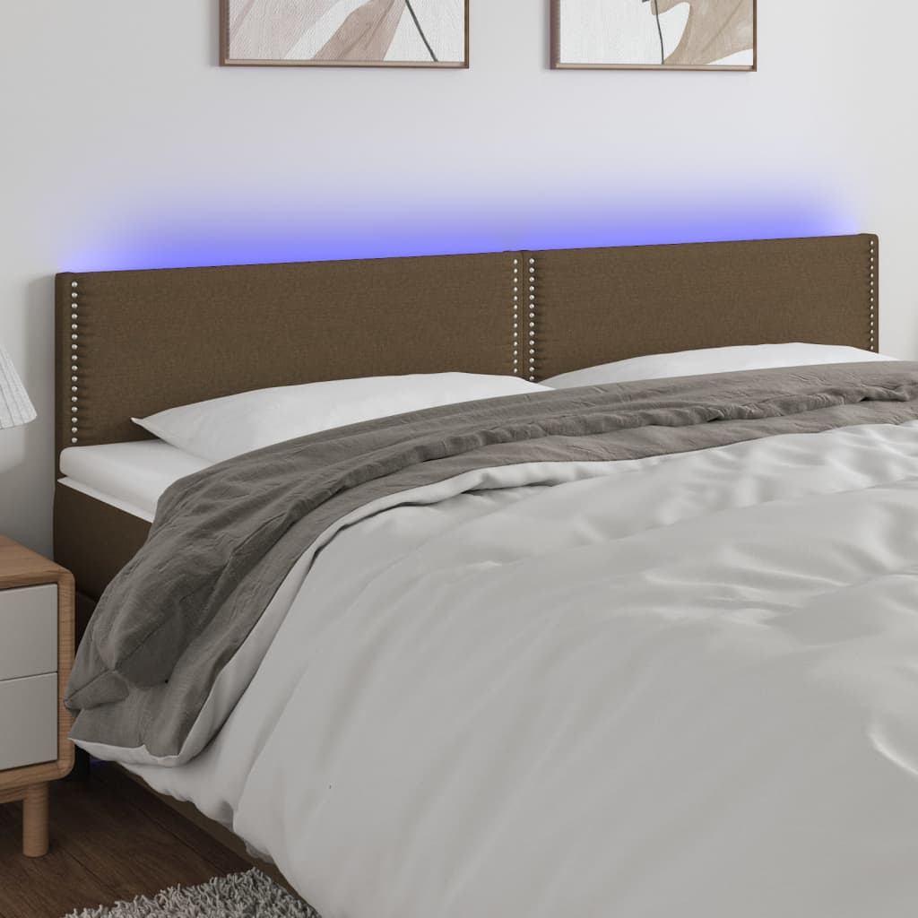 Tête de lit à LED Marron Foncé 160x5x78/88 cm Tissu Têtes et pieds de lit vidaXL   