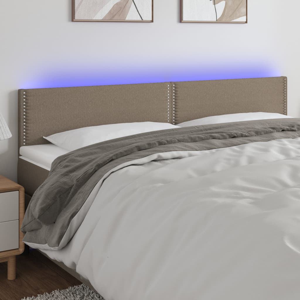 Tête de lit à LED Taupe 160x5x78/88 cm Tissu Têtes et pieds de lit vidaXL   