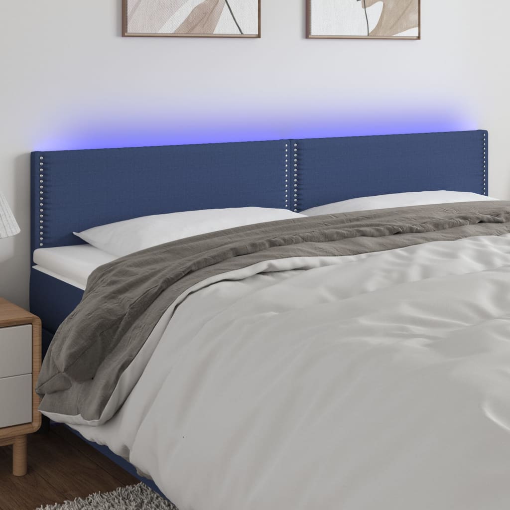 Tête de lit à LED Bleu 160x5x78/88 cm Tissu Têtes et pieds de lit vidaXL   