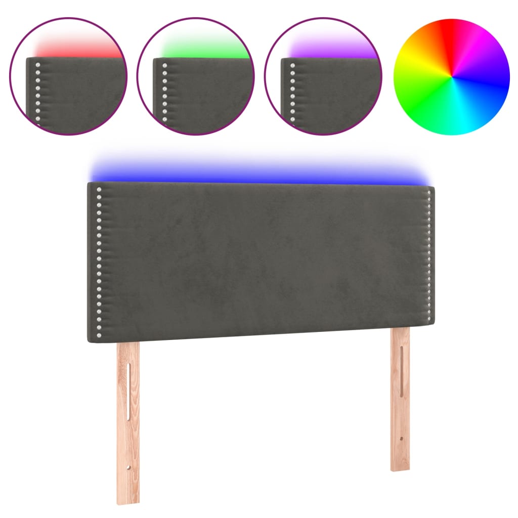 Tête de lit à LED Gris foncé 80x5x78/88 cm Velours Têtes et pieds de lit vidaXL   