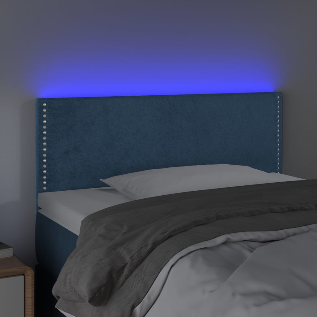 Tête de lit à LED Bleu foncé 100x5x78/88 cm Velours Têtes et pieds de lit vidaXL   