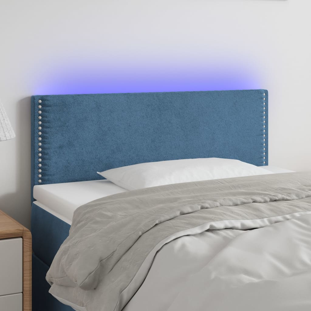 Tête de lit à LED Bleu foncé 100x5x78/88 cm Velours Têtes et pieds de lit vidaXL   