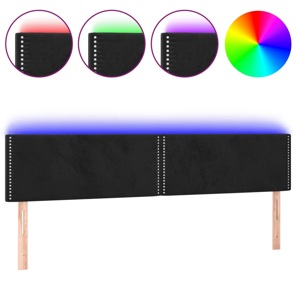 Tête de lit à LED Noir 160x5x78/88 cm Velours Têtes et pieds de lit vidaXL   