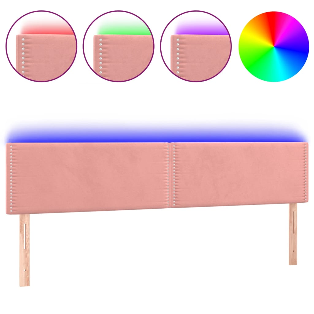 Tête de lit à LED Rose 180x5x78/88 cm Velours Têtes et pieds de lit vidaXL   