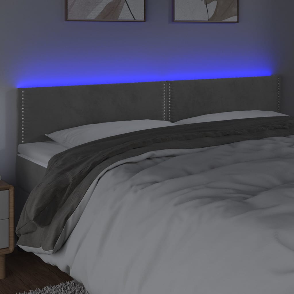 Tête de lit à LED Gris clair 200x5x78/88 cm Velours Têtes et pieds de lit vidaXL   