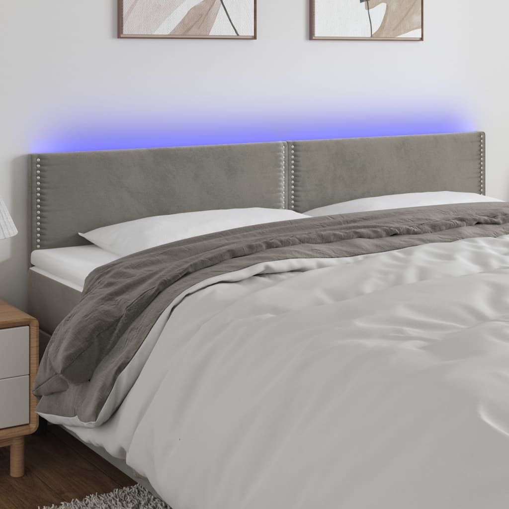 Tête de lit à LED Gris clair 200x5x78/88 cm Velours Têtes et pieds de lit vidaXL   