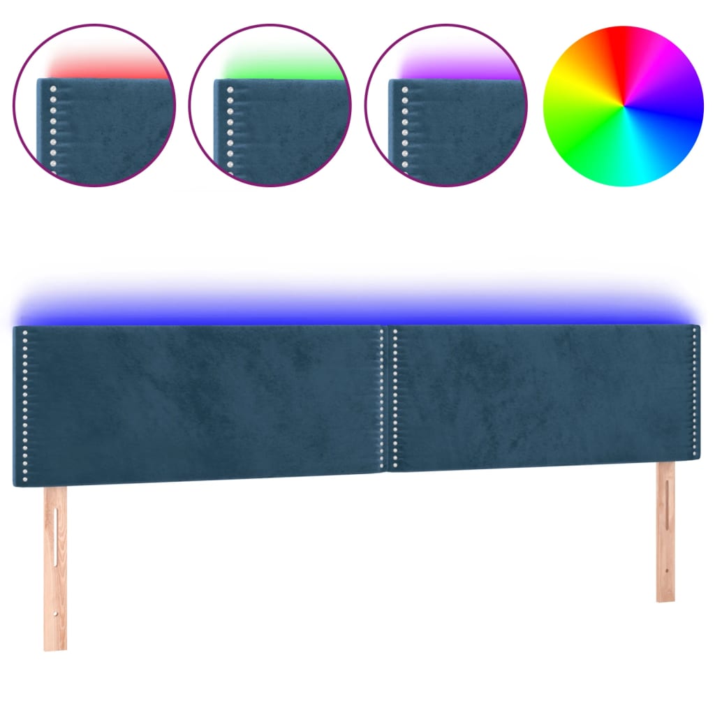 Tête de lit à LED Bleu foncé 200x5x78/88 cm Velours Têtes et pieds de lit vidaXL   