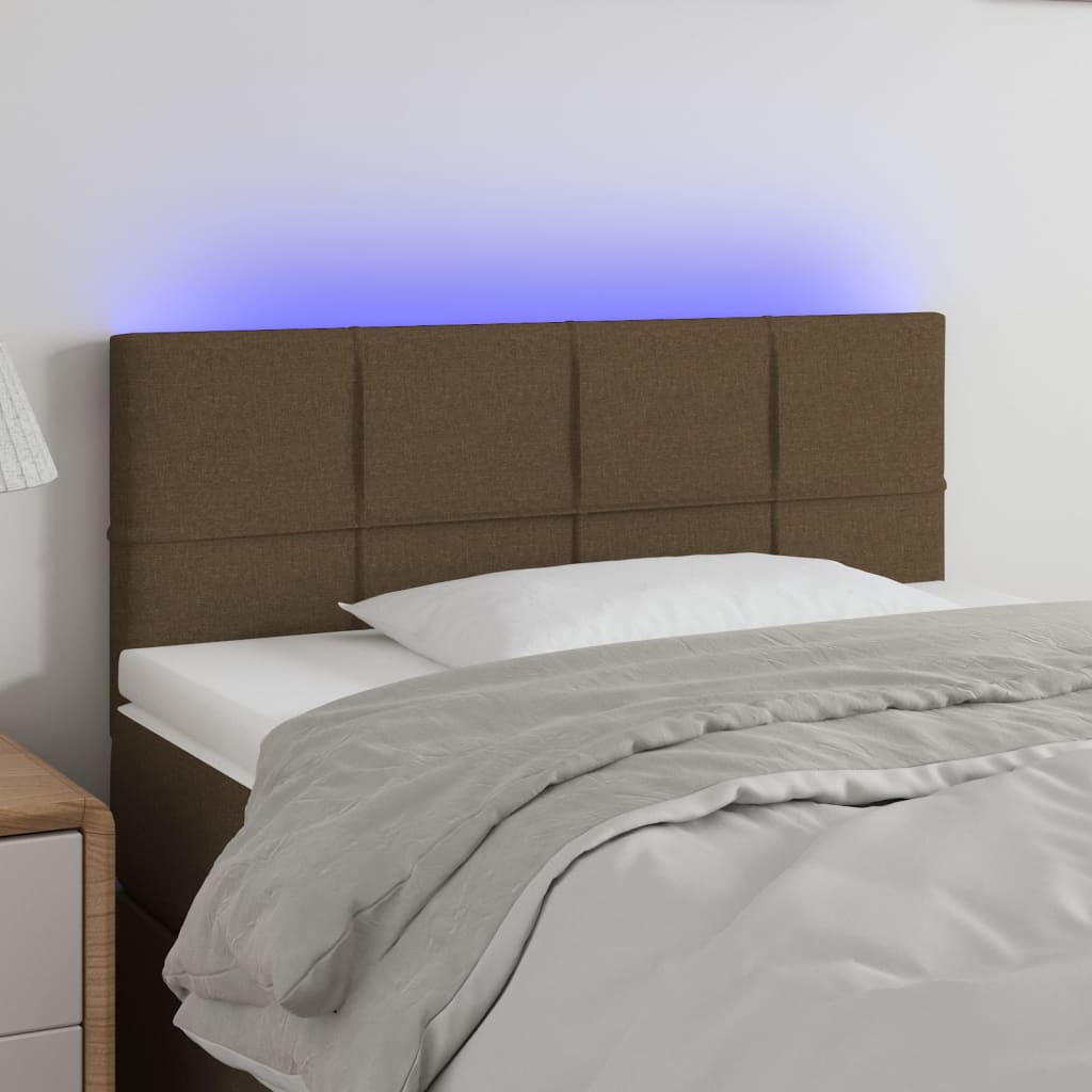 Tête de lit à LED Marron Foncé 80x5x78/88 cm Tissu Têtes et pieds de lit vidaXL   