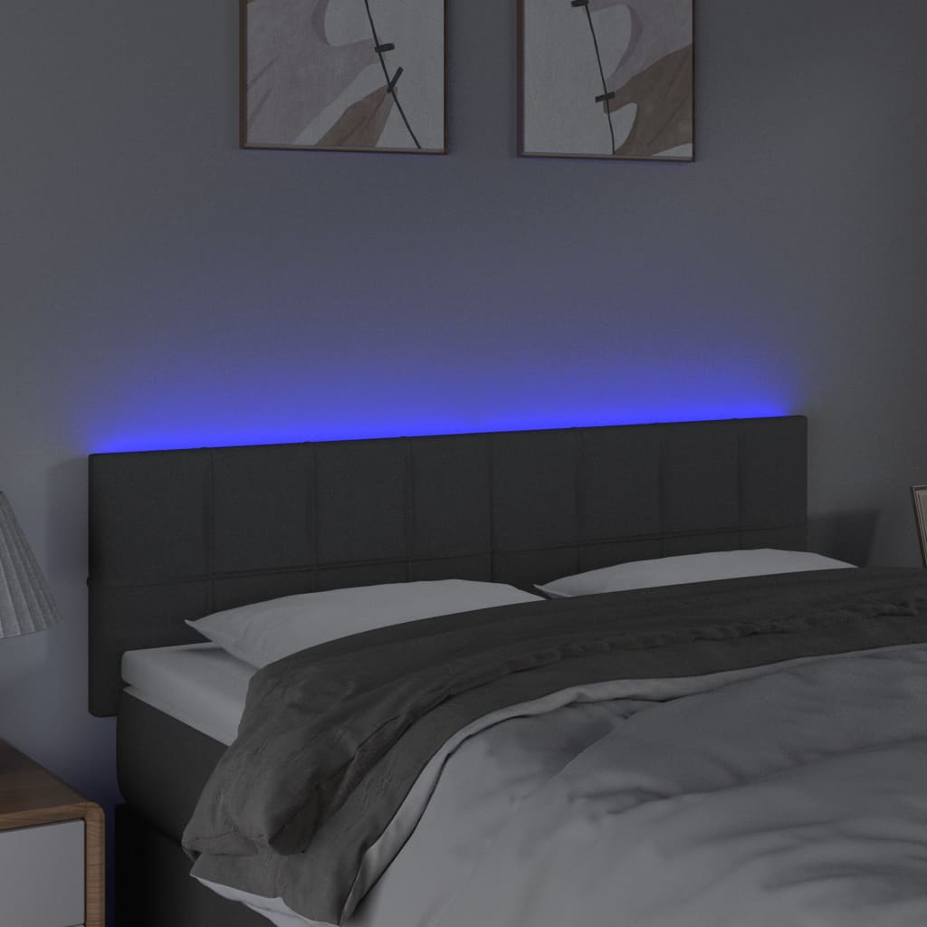 Tête de lit à LED Gris foncé 144x5x78/88 cm Tissu Têtes et pieds de lit vidaXL   