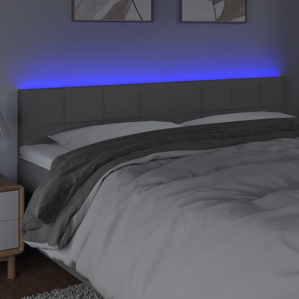 Tête de lit à LED Gris clair 160x5x78/88 cm Tissu Têtes et pieds de lit vidaXL   