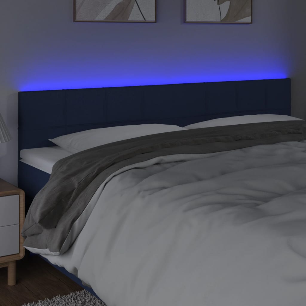 Tête de lit à LED Bleu 180x5x78/88 cm Tissu Têtes et pieds de lit vidaXL   