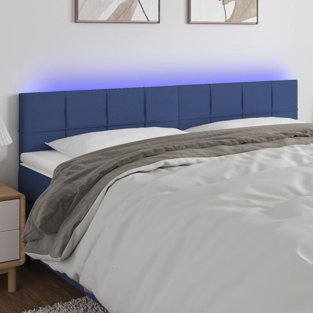 Tête de lit à LED Bleu 180x5x78/88 cm Tissu Têtes et pieds de lit vidaXL   