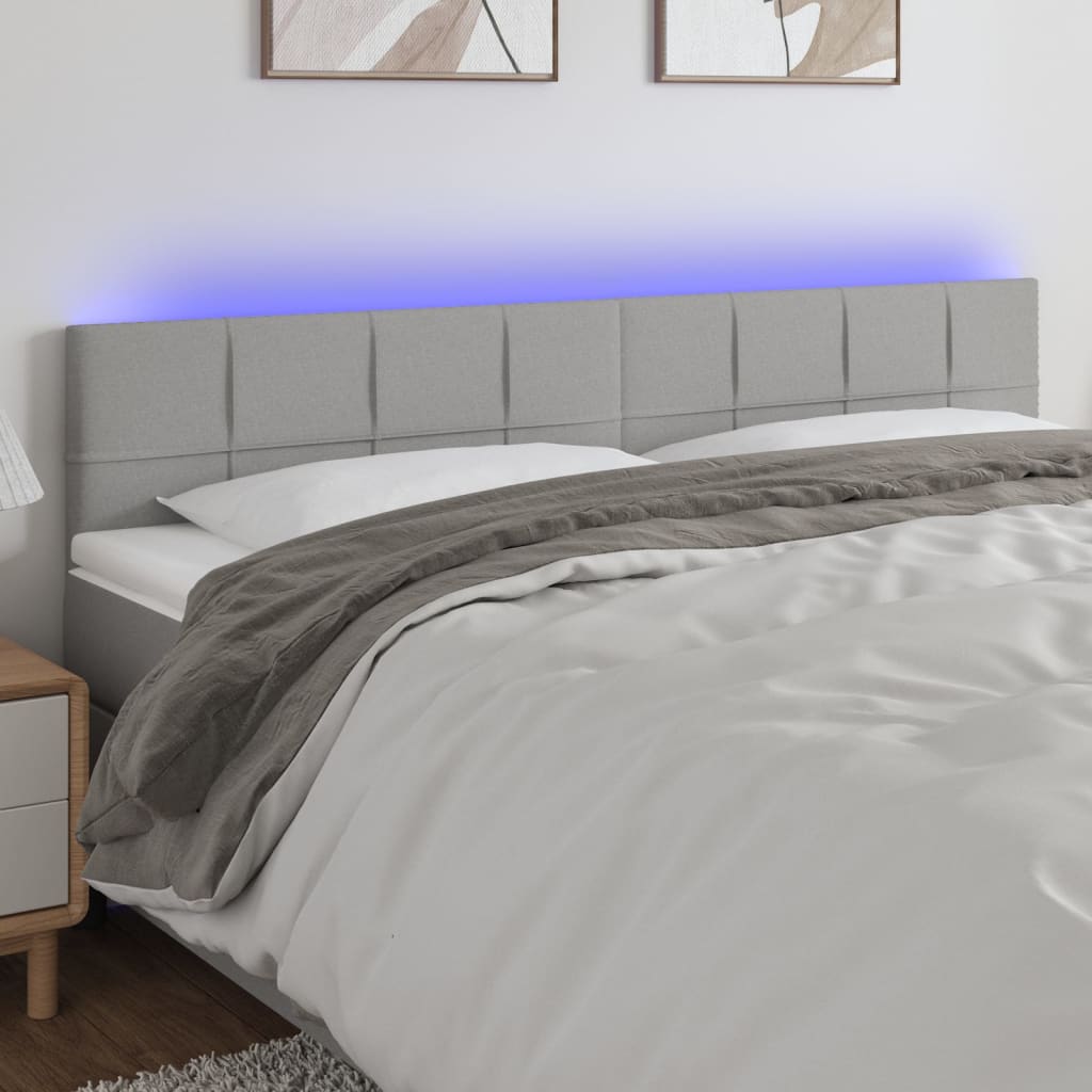 Tête de lit à LED Gris clair 200x5x78/88 cm Tissu Têtes et pieds de lit vidaXL   