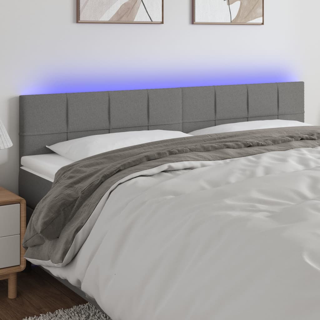 Tête de lit à LED Gris foncé 200x5x78/88 cm Tissu Têtes et pieds de lit vidaXL   