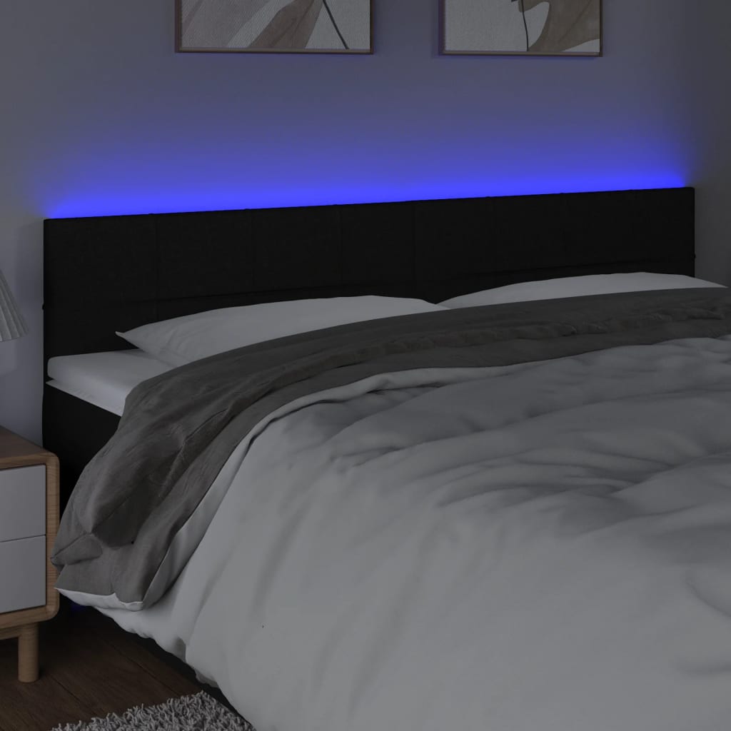 Tête de lit à LED Noir 200x5x78/88 cm Tissu Têtes et pieds de lit vidaXL   