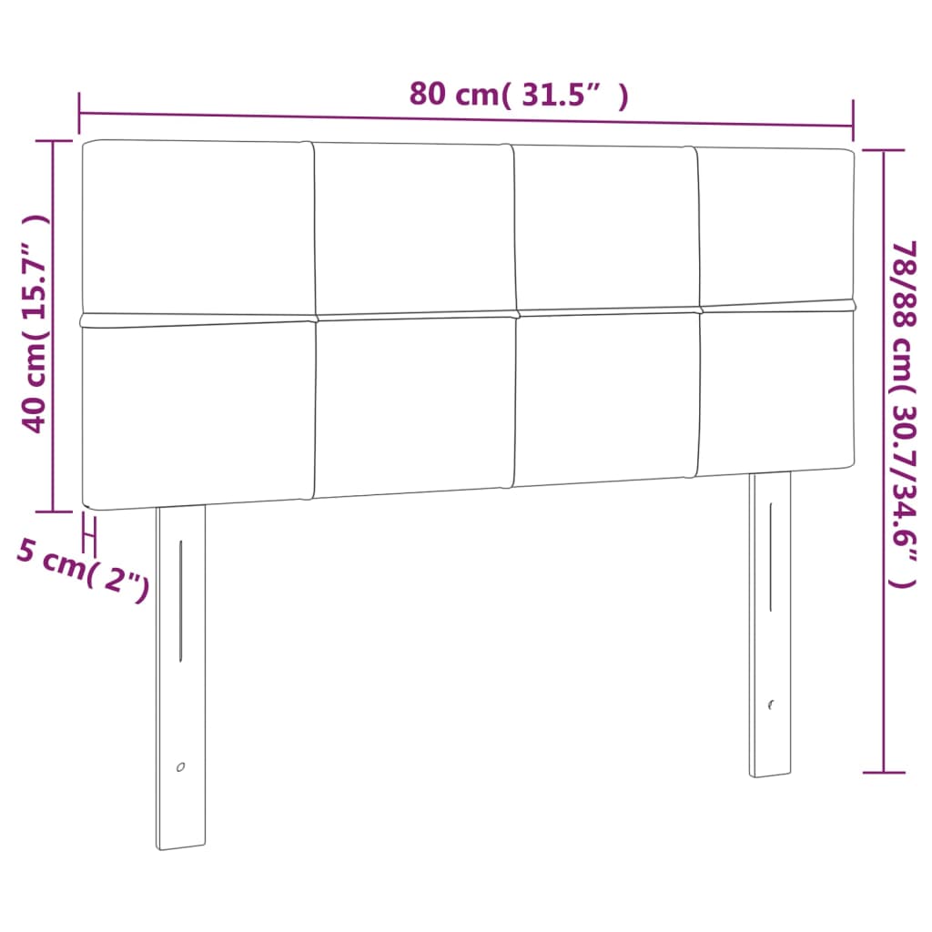 Tête de lit à LED Vert foncé 80x5x78/88 cm Velours Têtes et pieds de lit vidaXL   