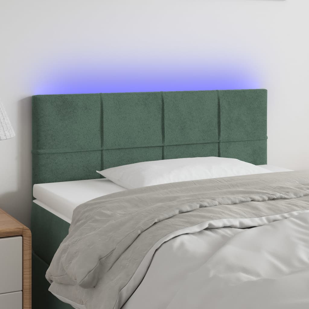 Tête de lit à LED Vert foncé 80x5x78/88 cm Velours Têtes et pieds de lit vidaXL   