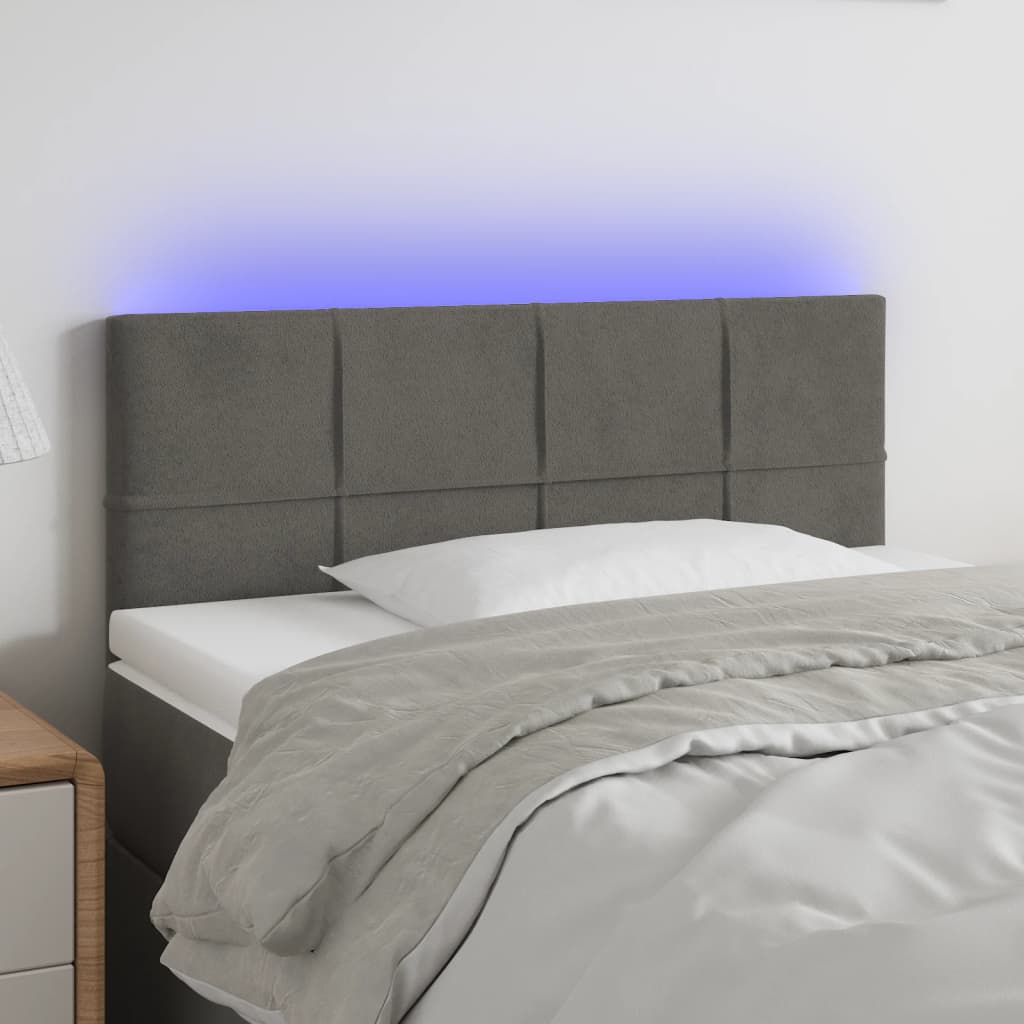 Tête de lit à LED Gris foncé 90x5x78/88 cm Velours Têtes et pieds de lit vidaXL   