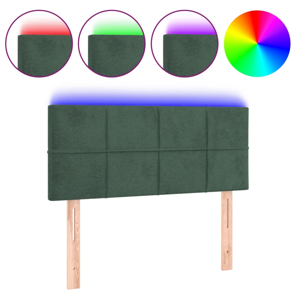 Tête de lit à LED Vert foncé 90x5x78/88 cm Velours Têtes et pieds de lit vidaXL   