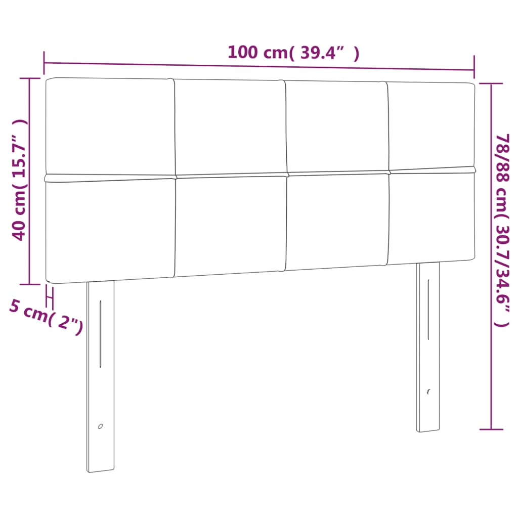 Tête de lit à LED Vert foncé 100x5x78/88 cm Velours Têtes et pieds de lit vidaXL   