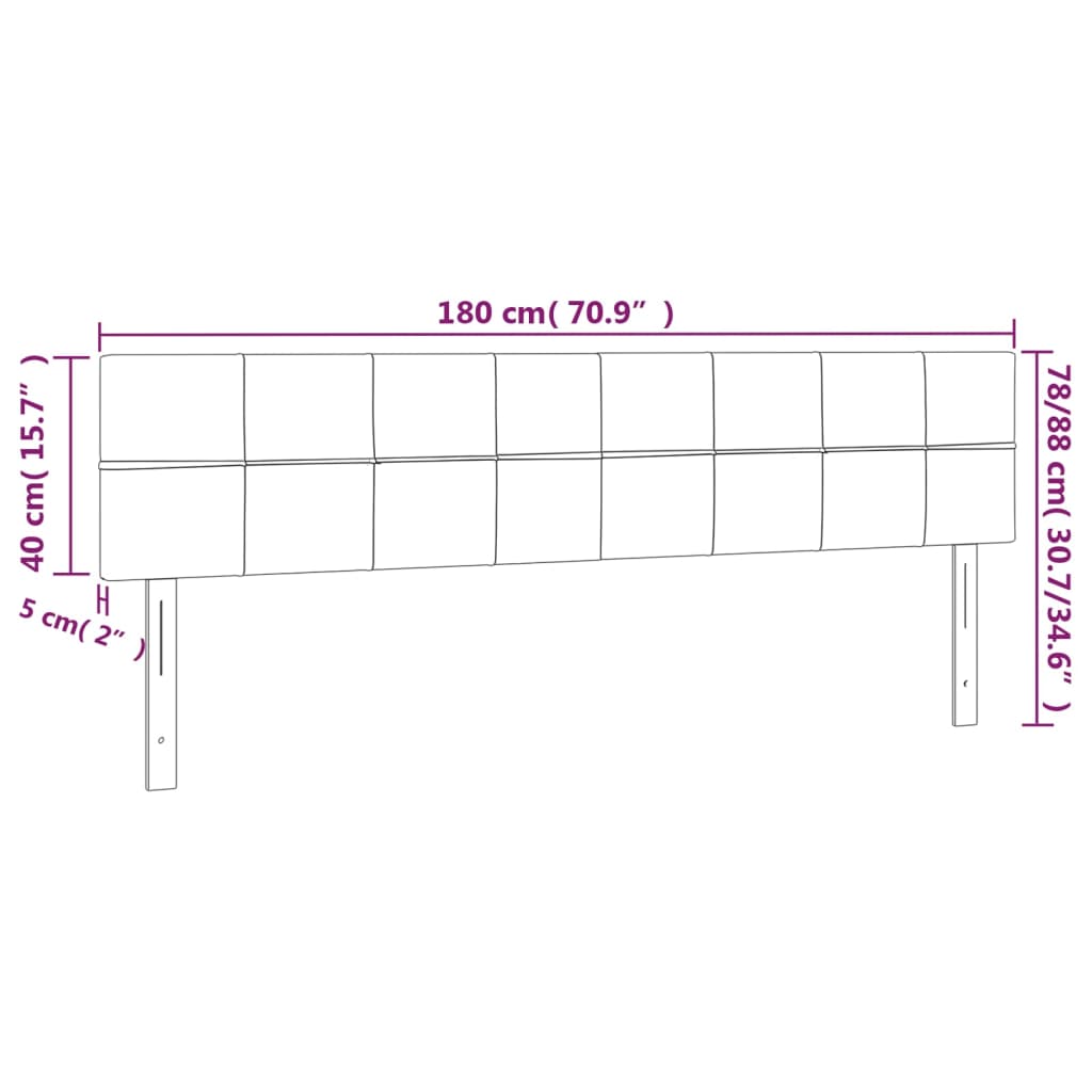 Tête de lit à LED Gris clair 180x5x78/88 cm Velours Têtes et pieds de lit vidaXL   