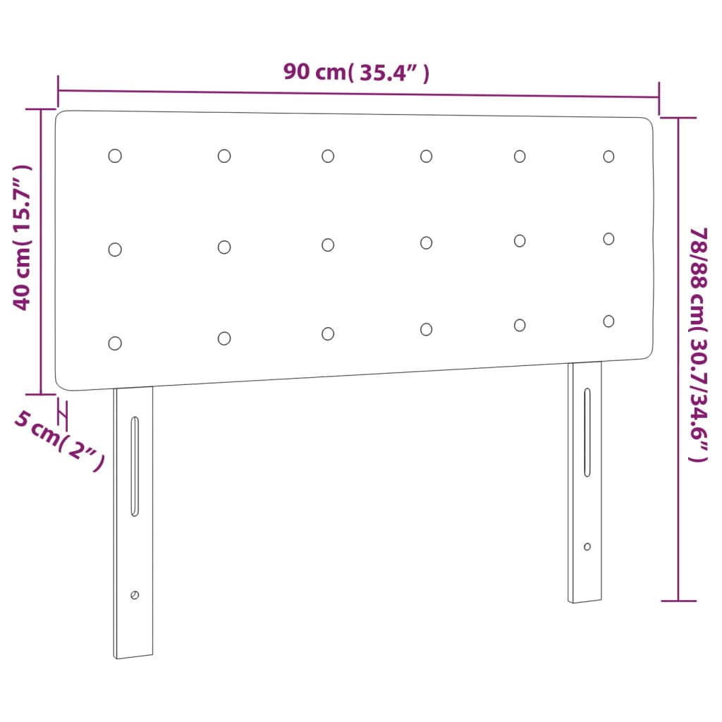 Tête de lit à LED Gris 90x5x78/88 cm Similicuir Têtes et pieds de lit vidaXL   