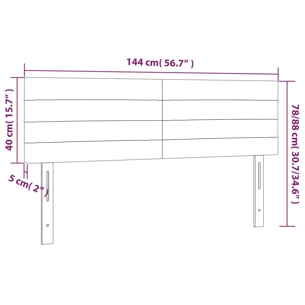 Tête de lit à LED Gris clair 144x5x78/88 cm Tissu Têtes et pieds de lit vidaXL   