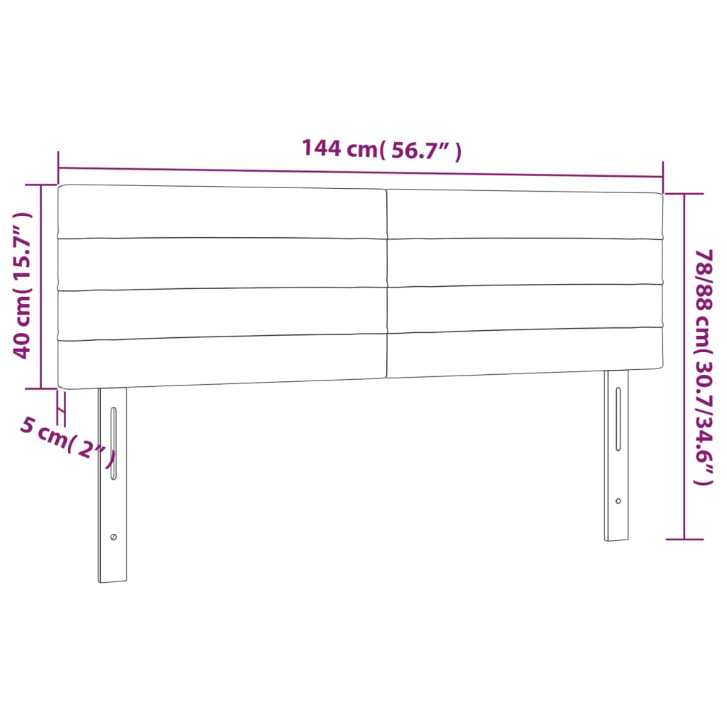 Tête de lit à LED Noir 144x5x78/88 cm Tissu Têtes et pieds de lit vidaXL   