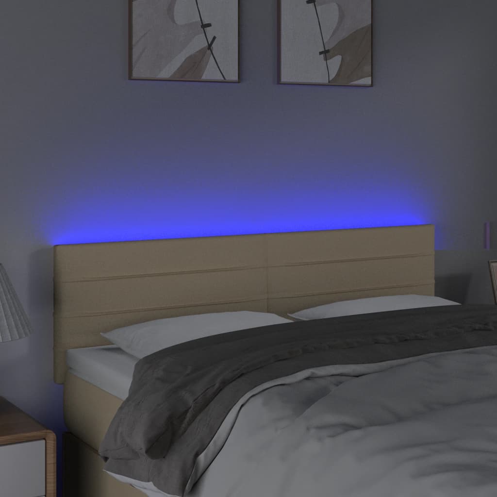 Tête de lit à LED Crème 144x5x78/88 cm Tissu Têtes et pieds de lit vidaXL   