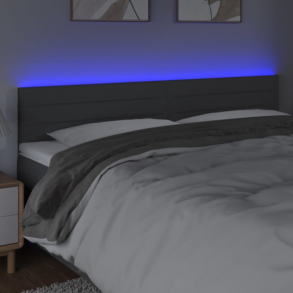 Tête de lit à LED Gris foncé 160x5x78/88 cm Tissu Têtes et pieds de lit vidaXL   