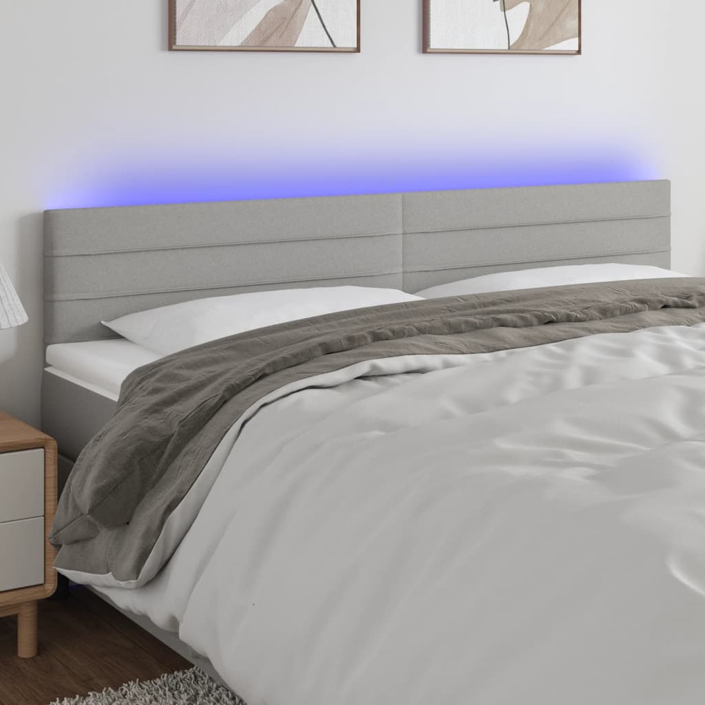 Tête de lit à LED Gris clair 180x5x78/88 cm Tissu Têtes et pieds de lit vidaXL   