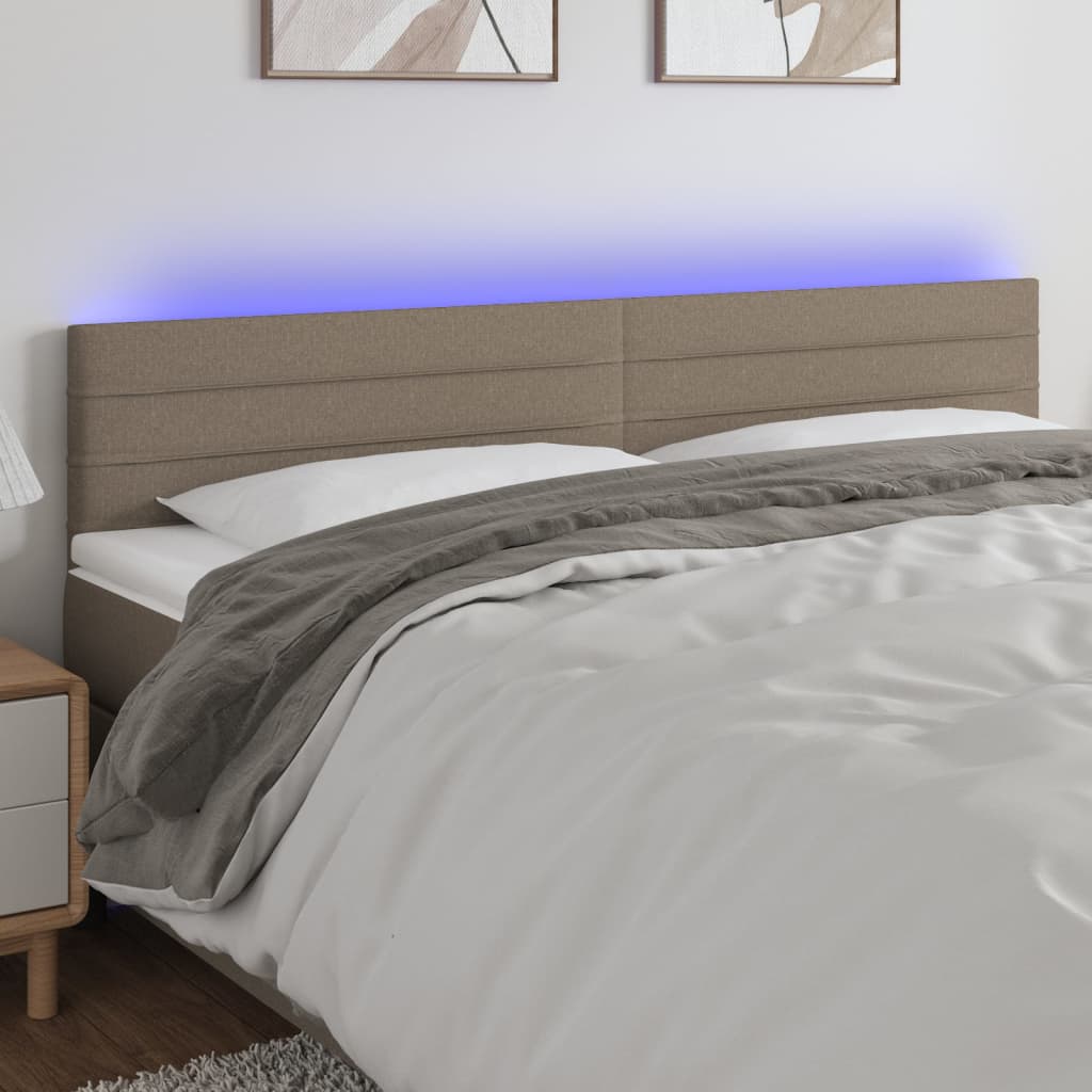 Tête de lit à LED Taupe 180x5x78/88 cm Tissu Têtes et pieds de lit vidaXL   