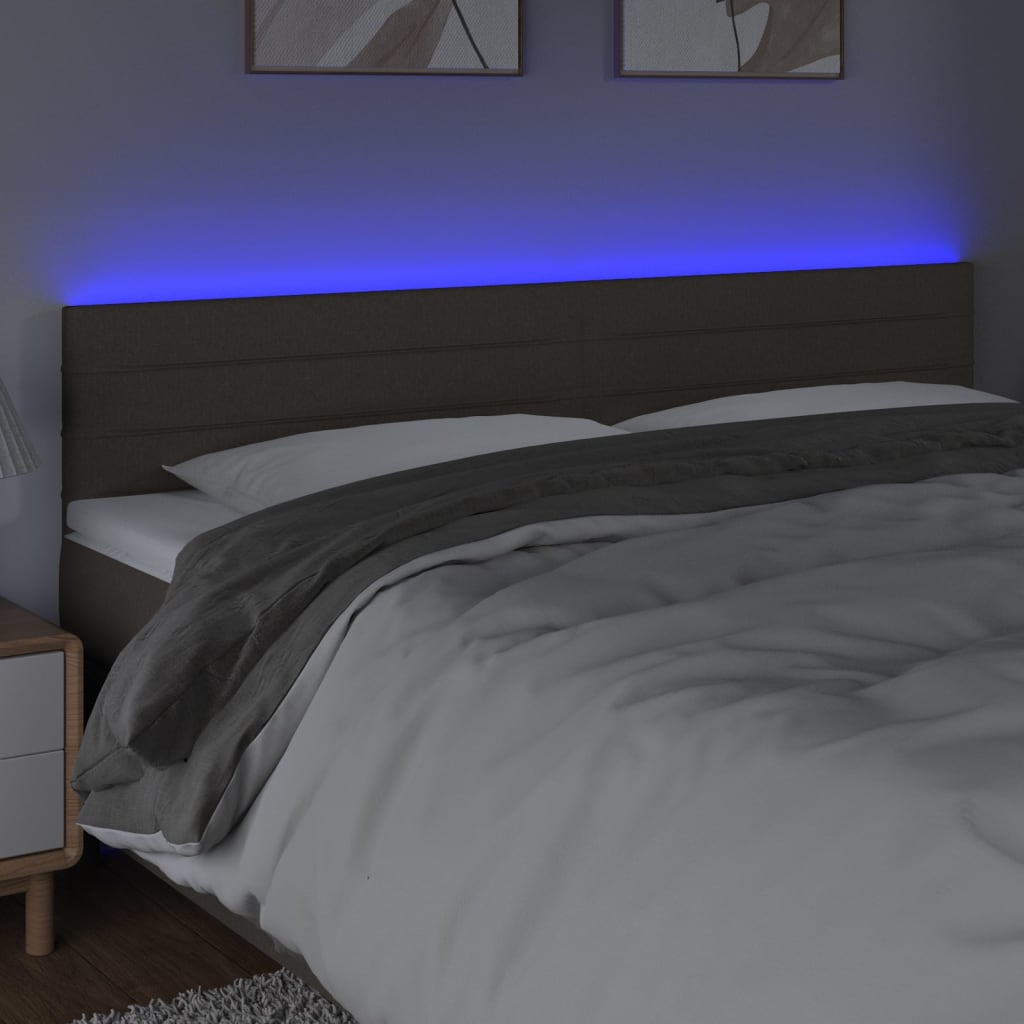 Tête de lit à LED Taupe 200x5x78/88 cm Tissu Têtes et pieds de lit vidaXL   