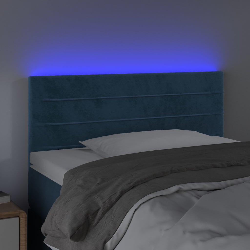 Tête de lit à LED Bleu foncé 80x5x78/88 cm Velours Têtes et pieds de lit vidaXL   