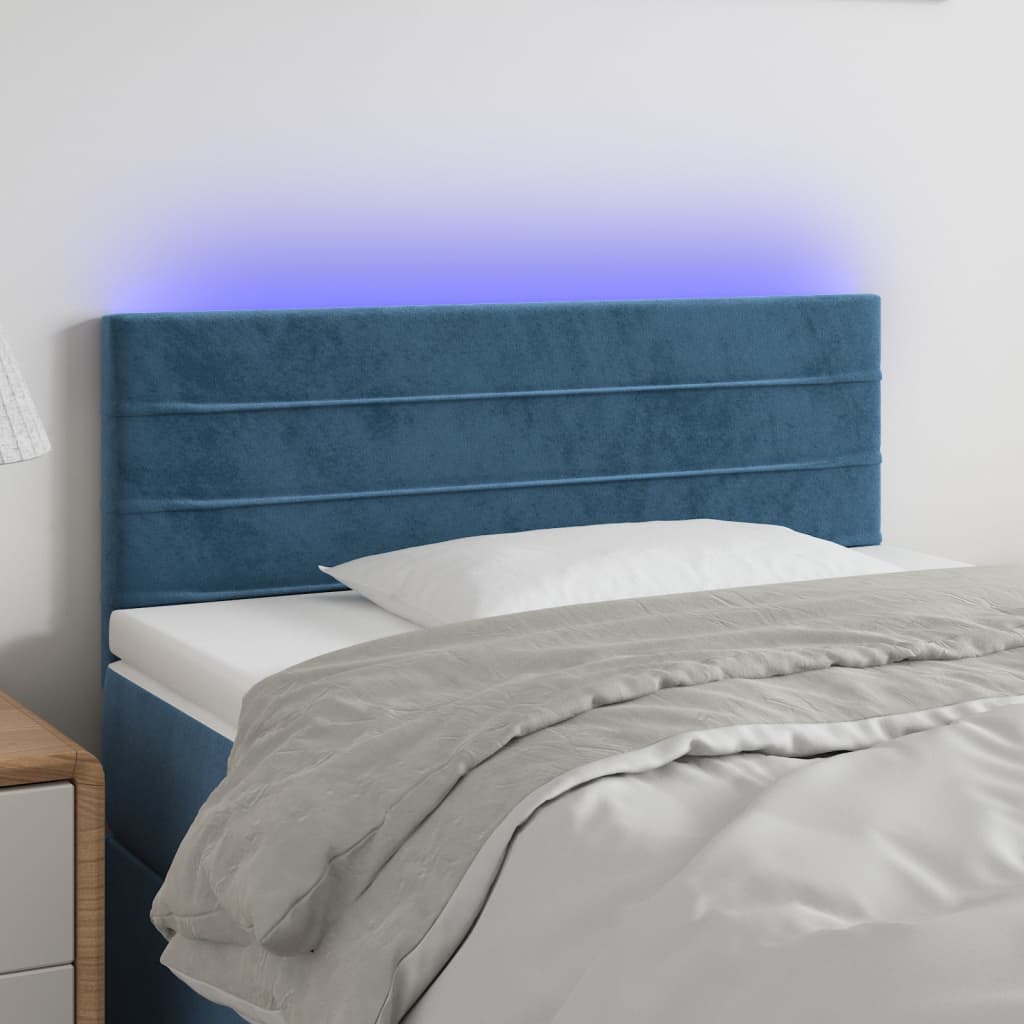 Tête de lit à LED Bleu foncé 80x5x78/88 cm Velours Têtes et pieds de lit vidaXL   