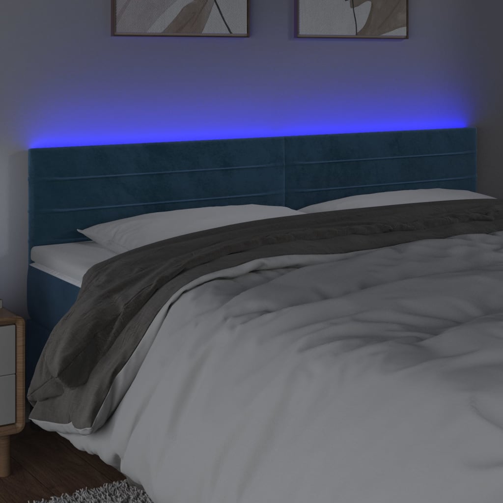 Tête de lit à LED Bleu foncé 180x5x78/88 cm Velours Têtes et pieds de lit vidaXL   