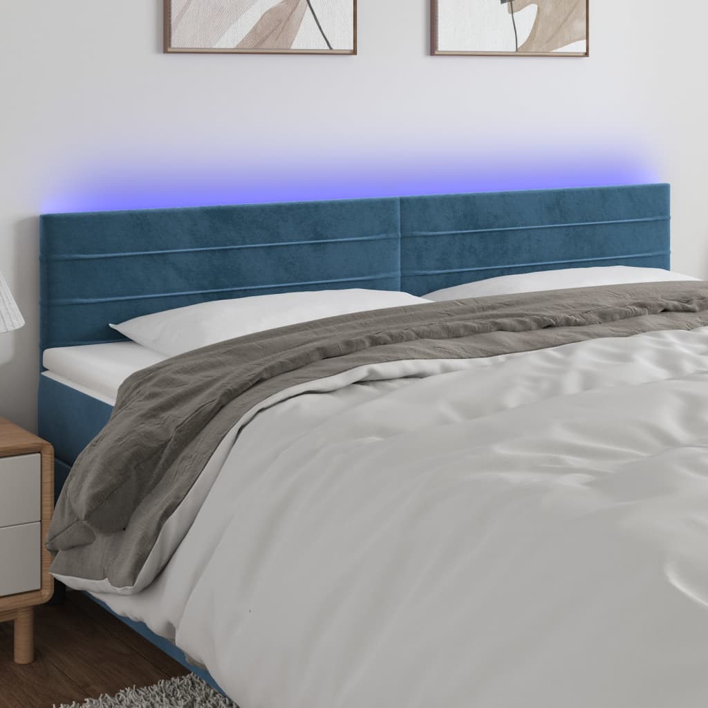 Tête de lit à LED Bleu foncé 180x5x78/88 cm Velours Têtes et pieds de lit vidaXL   