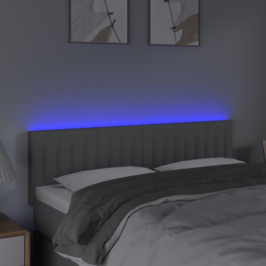 Tête de lit à LED Gris clair 144x5x78/88 cm Tissu Têtes et pieds de lit vidaXL   