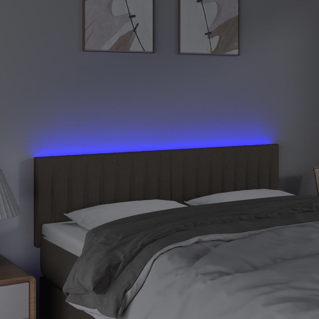 Tête de lit à LED Taupe 144x5x78/88 cm Tissu Têtes et pieds de lit vidaXL   