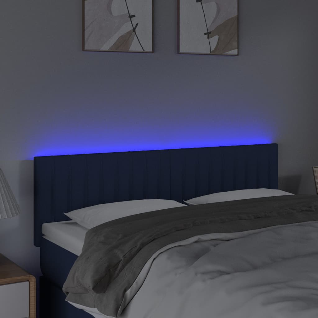 Tête de lit à LED Bleu 144x5x78/88 cm Tissu Têtes et pieds de lit vidaXL   