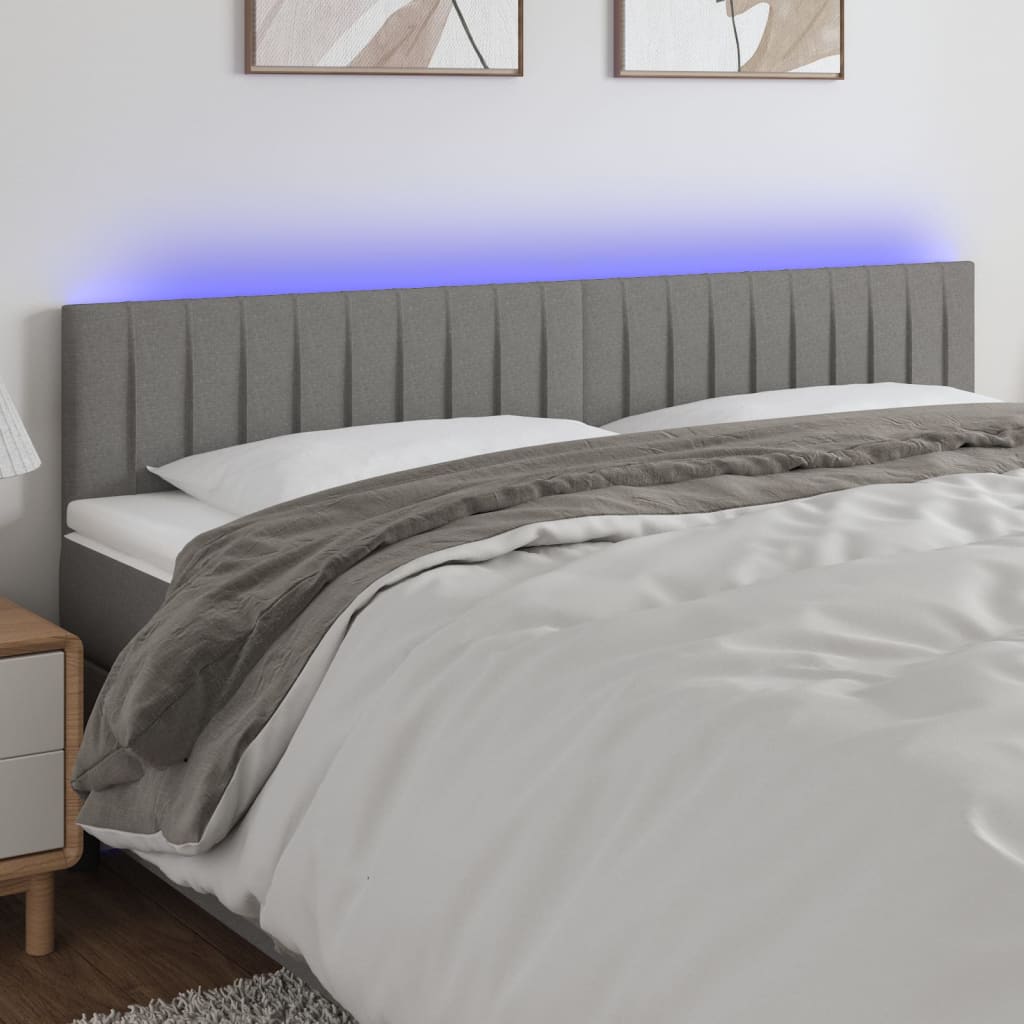 Tête de lit à LED Gris foncé 160x5x78/88 cm Tissu Têtes et pieds de lit vidaXL   