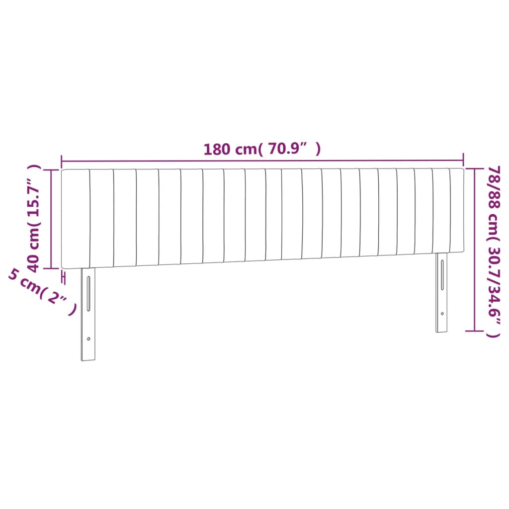 Tête de lit à LED Gris foncé 180x5x78/88 cm Tissu Têtes et pieds de lit vidaXL   