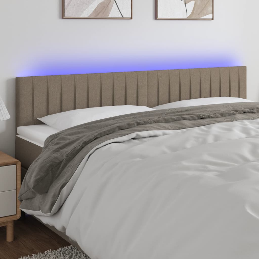 Tête de lit à LED Taupe 180x5x78/88 cm Tissu Têtes et pieds de lit vidaXL   